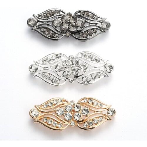 23mm*57mm Metal Rhinestones Decorated Clasp Buckles High Quality Floral Combined Buckles for Overcoat Cape Cardigan Repairing