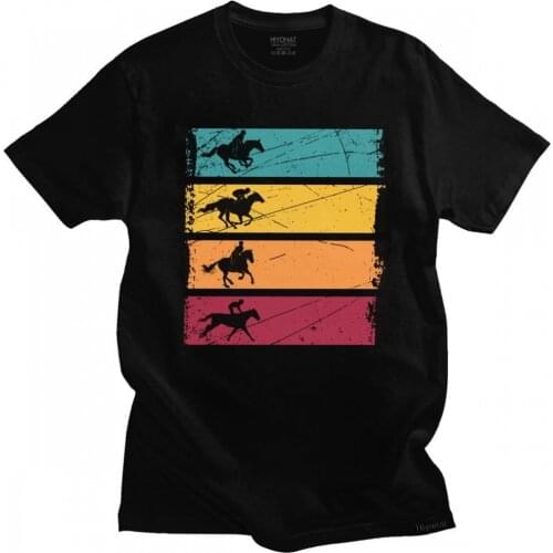 Trendy Mens Vintage Horse Riding Tshirt Short Sleeve Cotton T-shirt Designer Equestrian Rider Tee Shirt Oversized Clothes Tops
