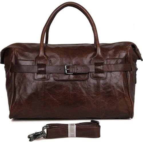 183 Cow leather large capacity men casual solid travel duffle high quality