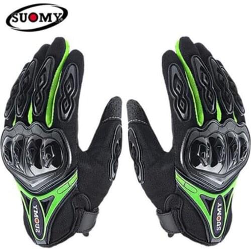 SUOMY Motorcycle Gloves Men Motocross Gloves Full Finger Guantes Gant Moto Gloves Riding Motorbike Summer Green Black Orange