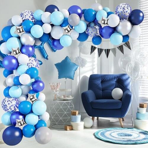 154Pcs blue platinum balloon chain set baby shower birthday party cocktail party decoration arrangement balloon set