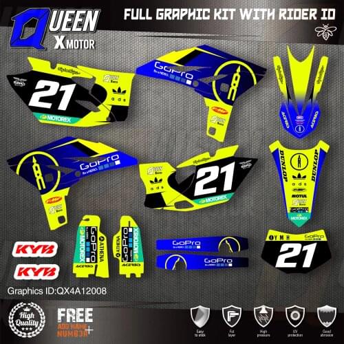 QUEEN X MOTOR Custom Team Graphics Backgrounds Decals 3M Stickers Kit For YAMAHA 2012-2015 WRF450 008