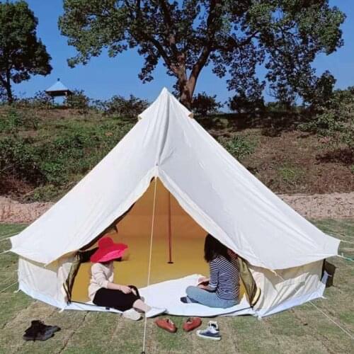 Outdoor Family Camping Big House Tent Yurt Pyramid Rainproof Tent Awning Yurt Canvas Bell Tent