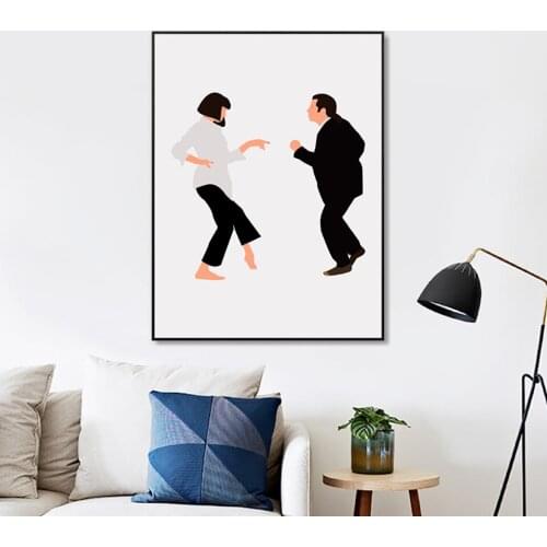Wall Artist House Decoration Classic Movie Poster Pulp Fiction Abstract Minimalist Canvas Painting HD Print