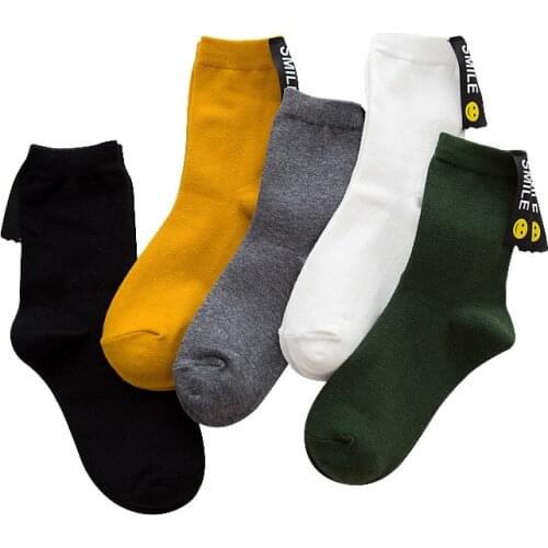 6 Pairs Women Korean Japanese Style Kawaii Short Socks Autumn Winter Cotton Girls Sock Smile Face Funny Vintage Socks Meias