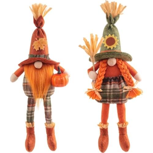 2021 New Halloween Long Legs with Broom Dwarf Doll Creative Faceless Doll Home Decoration Desktop Ornaments Kids Xmas Gift Doll