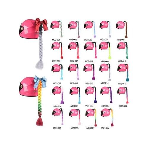 2021 New Motorcycle Helmet Braids Woman Braids Wig For Motorbike Helmets 17 Colors Twist Dual Pigtail Ponytail With Sucker Bow