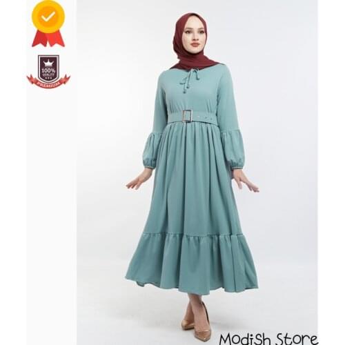 |2021 New Season| Belt Dress For Women European Clothing Dubai Abaya Turkish Veiled Clothes Maxi Dress Kaftan Ramadan Islamic
