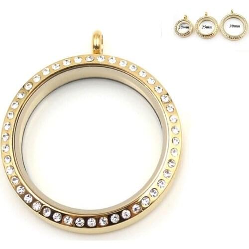 New Waterproof Screw Twist Stainless Steel Floating Locket Pendant With Rhinestone Glass Memory Locket Pendant For Women