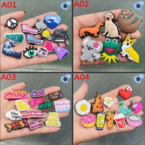 Wholesale 50pcs Donut Drink Hot Game Robot Animals Shoe Charms Accessories Decorations PVC Croc jibz Buckle for Kids Gifts