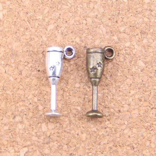 28pcs Jewelry Charms champagne flutes wine glass 20x5mm Antique Silver Plated Pendants Making DIY Tibetan Silver Jewelry