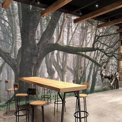 Custom 3D Wall Mural Wallpaper Modern Art Wall Painting Elk Forest Trees Large Murals Living Room Restaurant Tooling Wall Decor