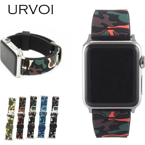 URVOI sport band for apple watch series 6 SE 5 4 3 2 1 strap for iWatch CAMO color Soft Silicone Replacement camouflage band