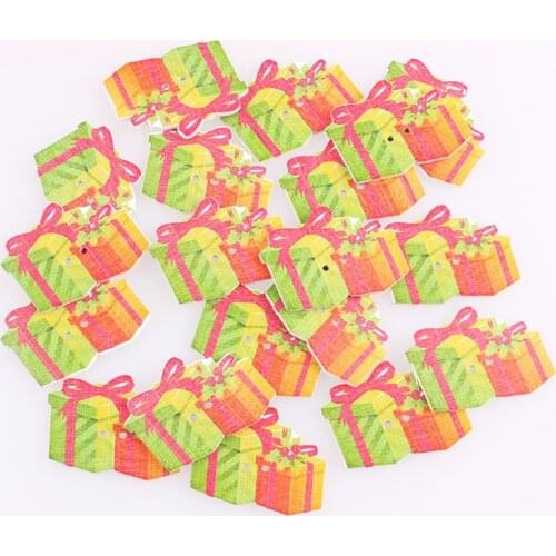 Christmas Present 2Hole Wooden Buttons Mixed DIY Decor Child Clothing Sewing Buttons Crafts Scrapbooking Accessories E