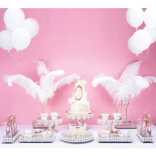 1pcs-10pcs silver mirror cake stand pearl tray
