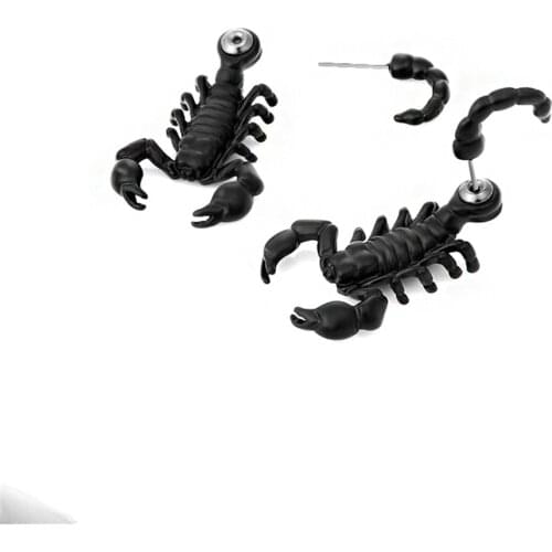 1 PCS Punk black Scorpion stud earring for men brinco masculino fashion jewelry Halloween decorations accessories wholesale