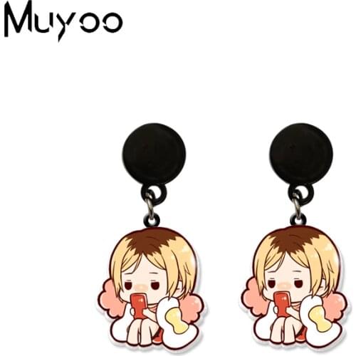 New Kawaii Volleyball Boys Anime Characters Cosplay Acrylic Epoxy Resin Dangles Handcraft Acrylic Drop Earrings