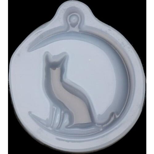 Cat Sit On Moon Charm Pendant Silicone Mold Jewelry Making Resin Casting Mold