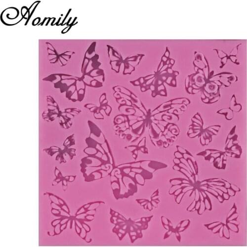 Aomily DIY Silicone Butterflies Lace Mat Pad Lace Cake Fondant Mold Butterfly Mousse Cake Kitchen Baking Decorating Bakeware