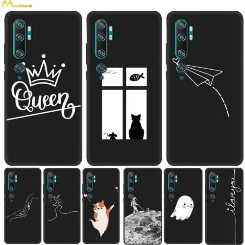 Silicone Cover For Xiaomi Mi Note 10 pro Phone Cases Mi Note10 Pro Coques Black TPU Prints Queen Husky Deer Pattern Etui Fundas