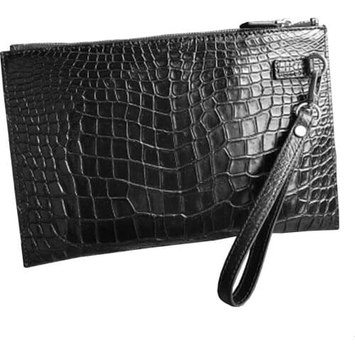 Hongsen crocodile leather men clutch bag thin large capacity Leisure clip package male Hand caught bag man wallet