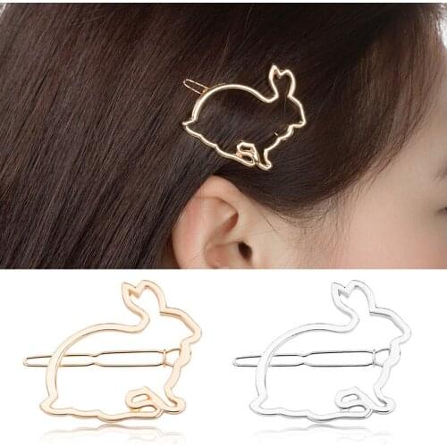 Timlee H052 Free Shipping Simple Cute Hollowed Rabbit Metal Hair Clip, Fashion Hair Accessory Wholesale
