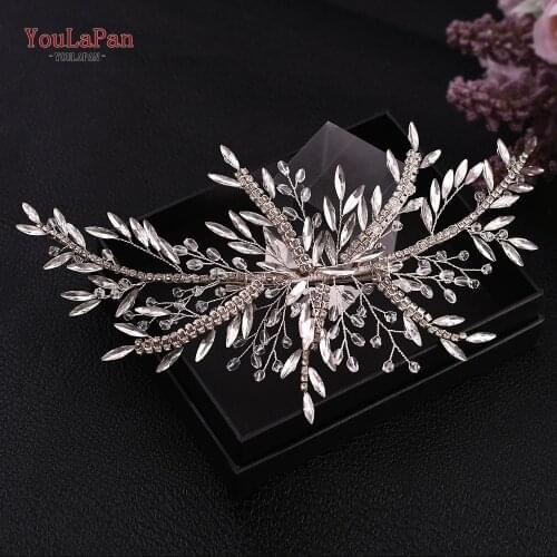 YouLaPan Silver Diamond Wedding Headpieces Luxury Bridal Crown Stunning Bridal Hair Accessories Bridal Tiara Hair Jewelry HP287