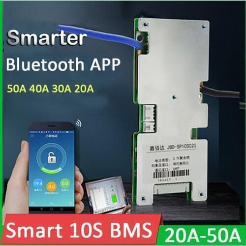 Smart BMS 10S 36V 18650 Lithium Battery Protection Board balance Li-ion Lipo 50A 40A 30A 20A Bluetooth Phone APP Display monitor