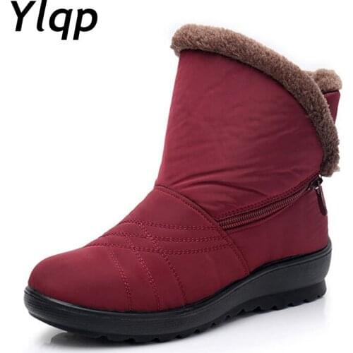2019 Winter Women Boots Waterproof Warm Ankle Boots for Women Platform Mother Flat Shoes Woman Booties Ladies Antiskid Shoes