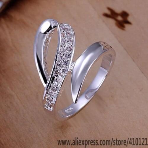 R131 Lucky Charm Silver Color Rings For Women 925 Jewelry Wholesale Women Accessorie Fashion Inlaid Stone Nine Shape Ring /dubam