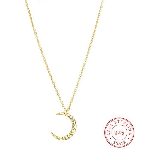 Fashion 925 Sterling Sliver Necklace Half Moon Elegant Pendant 2 Colors Wedding Jewelry Anniversary Gift for Women (NE103232)