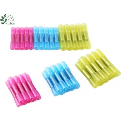 10/20/25/50PCS Heat Shrink Terminal Insulated Butt Electrical Splice Wire Connectors Cable Crimp Terminal Connector AWG 22-10