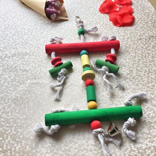 17" Big Hanging Parrot Swing Toy Bird Wooden Toy Parakeet Budgie Cockatiel Toy T065