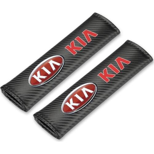 2pcs Car seat belt carbon fiber protection Cover case for Kia rio ceed sportage cerato soul sorento k2 k5 flip Emblems