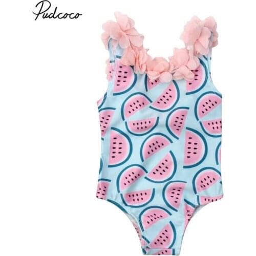 2020 Summer Swimsuit Toddler Infant Baby Girls Floral Watermelon Swimsuit Swimwear Swimming Backless Floral Bikini 6M-4T