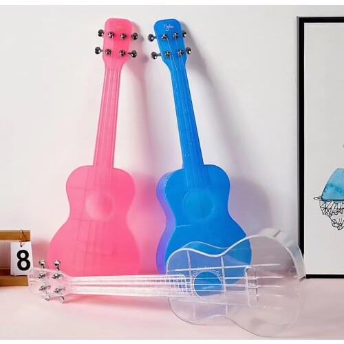 23 inch Crystal Ukulele hawaiian Mini Guitar Gift for Kids Music Instrument ABS material Pink Blue Ukelele UK004