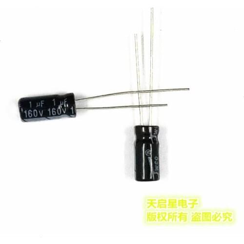 30pcs/DIP Aluminum electrolytic capacitor 1UF 160V volume 6*11MM 160V1UF 6.3*12