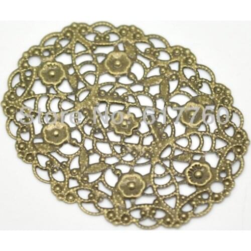 Free shipping-30Pcs Antique Bronze Filigree Flower Wraps Connectors DIY Jewelry Findings 5x4cm(2"x1-5/8") J0042