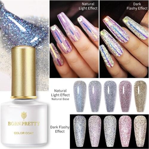 BORN PRETTY Shiny Sparkling Gel Polish Reflective Glitter Nail Gel Polish Semi-permanent Varnish Top Coat Soak Off Hybird Nails