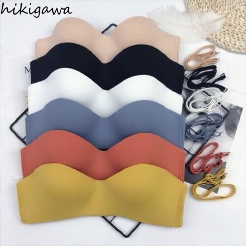 Hikigawa Strapless Bra Sexy Invisible Push Up Bra Wireless Convertible Straps Bralette Top Lingerie Brassiere Seamless Underwear