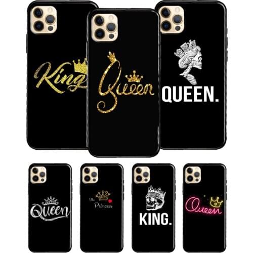 Cute King Queen Crown For iPhone 12 Pro Max Mini 7 8 Plus Phone Case For iPhone 11 Pro Max XS XR X SE 2020 Cover