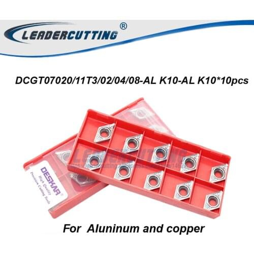 DCGT070202 DCGT070204 DCGT11T302 DCGT11T304 DCGT11T308-AL K10*10PCS Deskar Turning Inserts for Aluminium