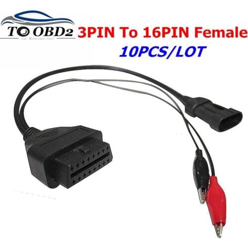 10PCS/LOT For FIAT 3 Pin To 16 Pin OBD2 Diagnostic Adapter Cable Connector For Fiat /Alfa/Lancia FOR FIAT 3PIN To OBDII 16PIN