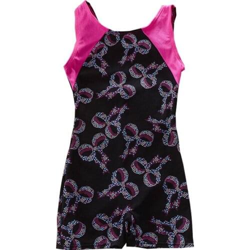 Gymnastics leotard tank bow printing gymnastics biketard for girls