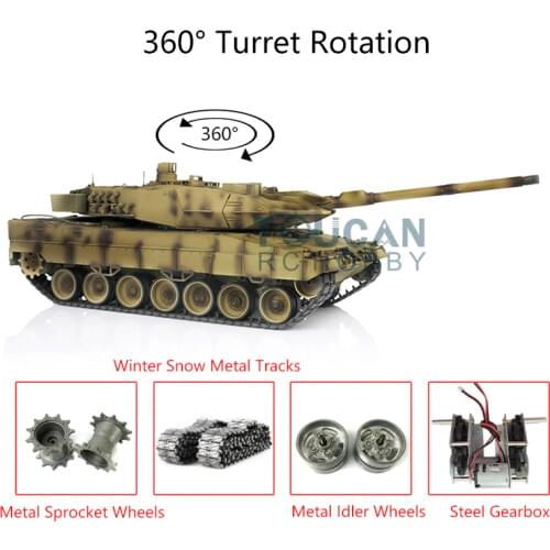 Heng Long 1/16 Yellow 7.0 Leopard2A6 RC Tank 3889 360 Turret Metal Idlers TH17655-SMT4