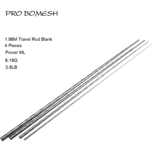 Pro Bomesh 1 Set 1.98m ML 4 Section X-ray Wrapping Carbon Fiber Travel Rod Blank Bass Rod Blank DIY Rod Building Component Cane