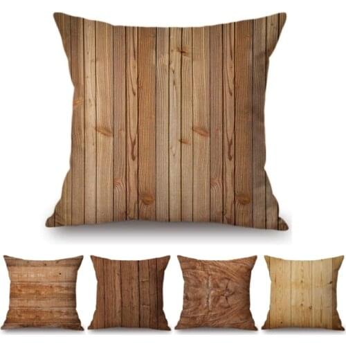 Classic Wood Color Pattern Cotton Linen Sofa Decorative Pillow Case For Home Decoration Nordic Living Room Cushion Cover 45x45cm
