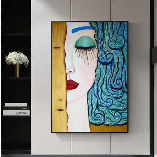 Classic Artist Gustav Klimt Kiss Tear Abstract Oil Paintings on Canvas Posters and Prints Cuadros Wall Pictures For Living Room