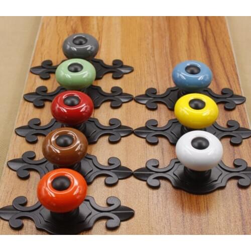 Small / Large Vintage Bronze / Black Round Ceramic Furniture Hardware Cabinet Knobs and Pulls