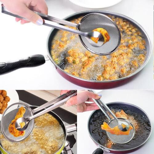 Multi-functional Filter Colander Strainer Spoon With Clip Food Kitchen Oil-Frying BBQ Filter